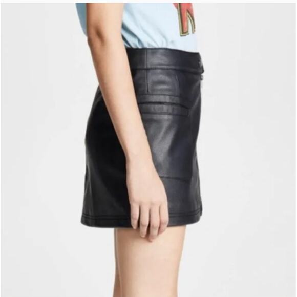 Free People High A-Line Faux Leather Miniskirt Sz 2 - Picture 2 of 6